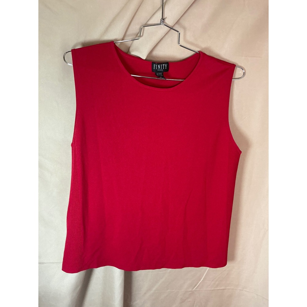 Finity Woman Sweater Tank Womens 2X Red Excellent Sleeveless Ribbed Side Panels - Picture 4 of 9